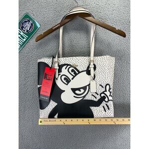 Coach x Disney Mickey x Keith Haring Mollie Leather Tote Bag Chalk White NEW NWT